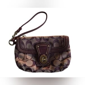 Coach Purple and Tan Signature Wristlet